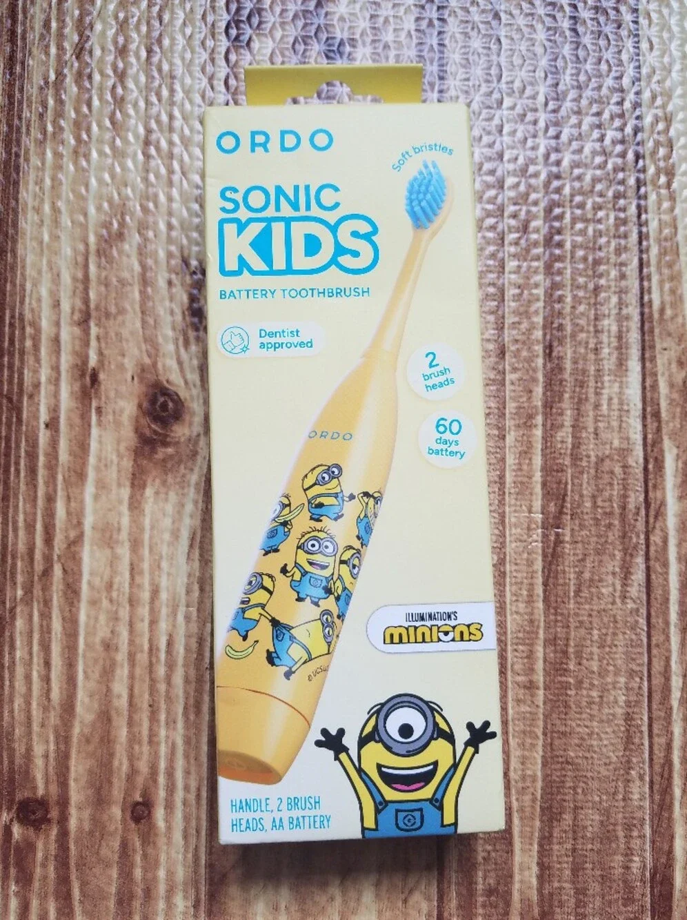 Ordo Sonic Kids Minions Battery Toothbrush - Yellow NIB